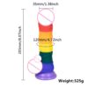 A04 silicone colorful rainbow dildo with transparent suction cup, female sex toy