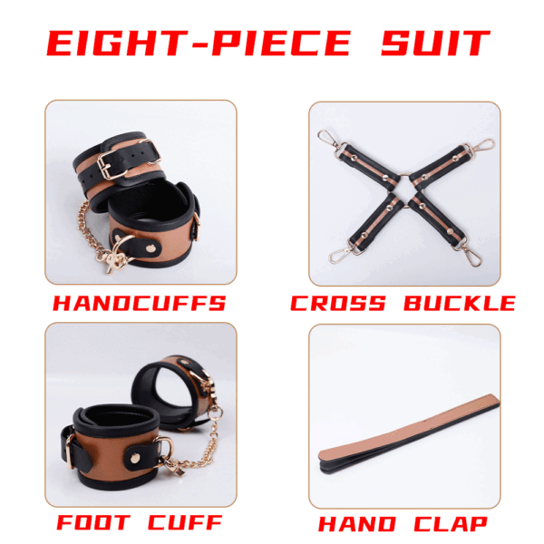 Malevolent SM eight piece set made of cowhidematerial for flirting and stimulation