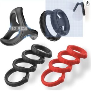"Thousand Miles Bird" 10-piece set of shark silicone male condom with locking ring, foreskin ring, foreskin retractor ring, and adult sex products