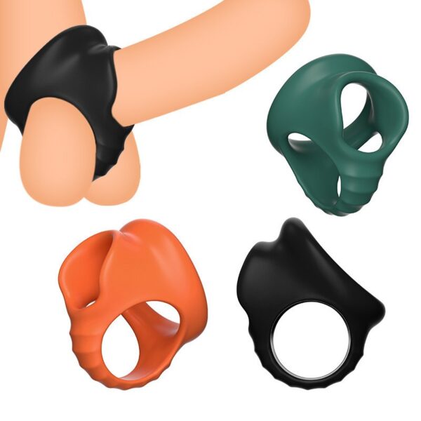 Non-vibrating silicone condom ring for men, featuring a four-hole physical ring design, designed for sexual pleasure