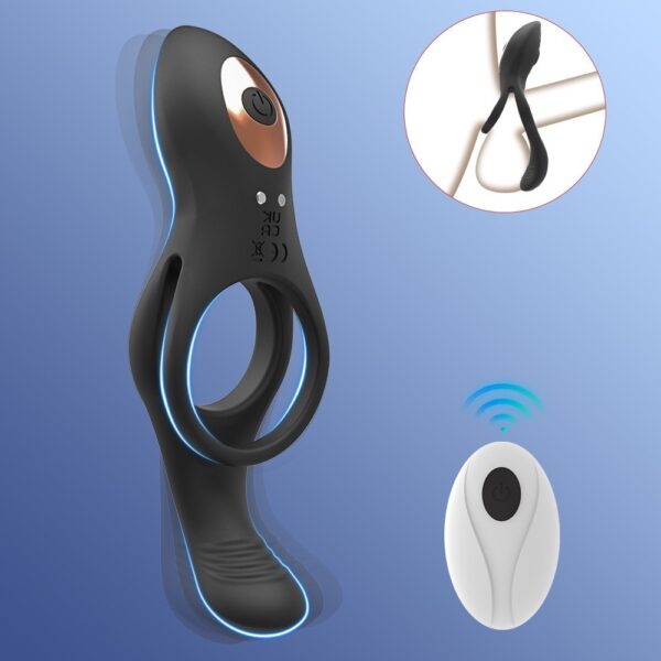 "Bird-shaped lock, essence-locking double rings, male wearable remote-controlled vibrating ring, marital intimate massage device, adult products"
