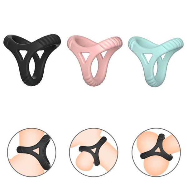 Silicone lock ring, triple restraint ring for men, non-vibrating ring, adult couple sex toy