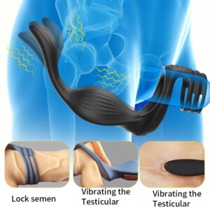 "Flying Bird Male Wearable Remote Control Locking Essence Ring Dual Vibration Dual Ring Adult Sexual Aids Vibration Ring"