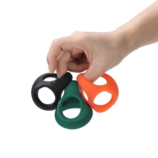 Non-vibrating silicone condom ring for men, featuring a four-hole physical ring design, designed for sexual pleasure