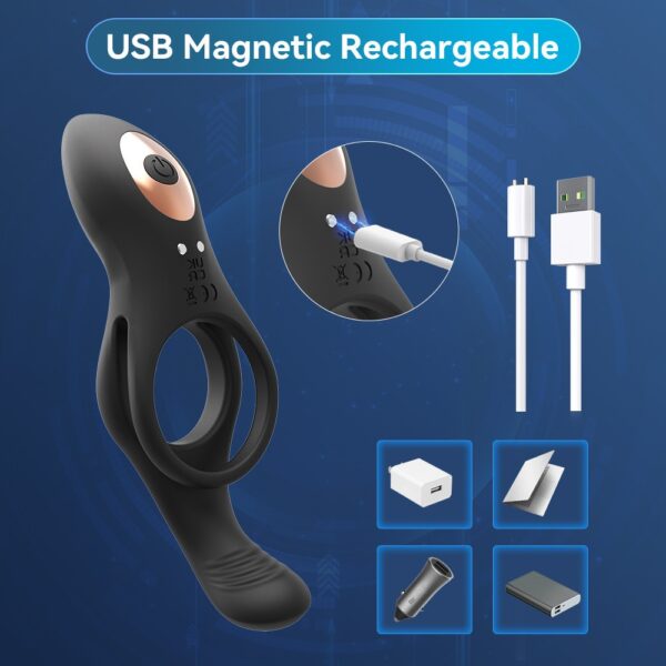 "Bird-shaped lock, essence-locking double rings, male wearable remote-controlled vibrating ring, marital intimate massage device, adult products"