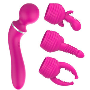 Three-headed AV vibrator with interchangeable head covers, private area and G-spot massage device, orgasm toy for men and women, Tianlong vibrator